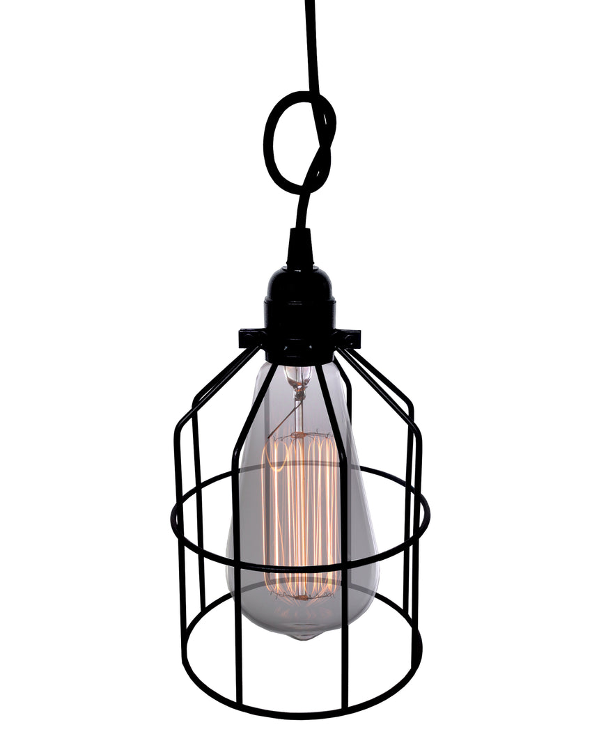 Leena 1-light Black Adjustable Height 6-inch Edison Pendant with Bulb