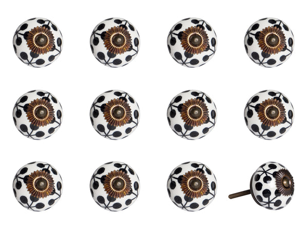 1.5" x 1.5" x 1.5" Black White and Cooper Knobs 12 Pack