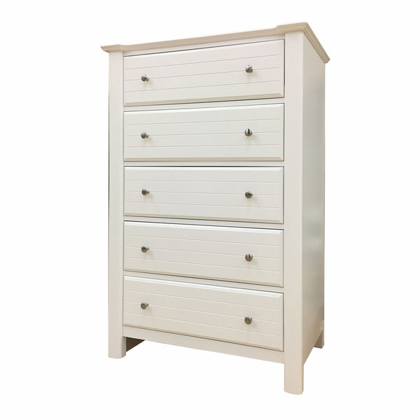 52' White Wood 5 Drawer Chest Dresser