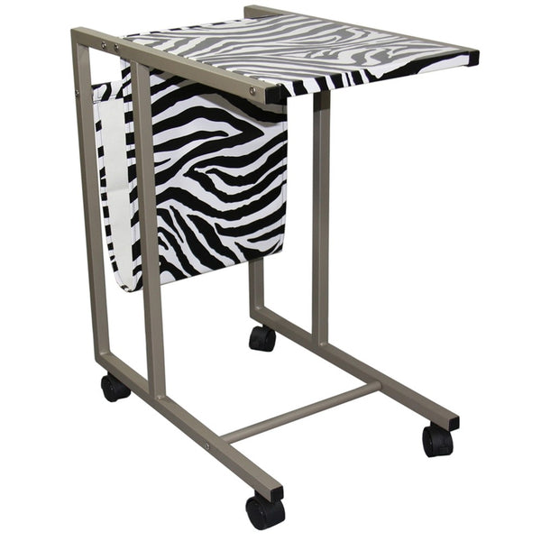 Modern Zebra Print Metal Laptop Cart And Desk