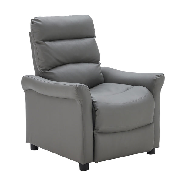 Gray Faux Leather Modern Manual Recliner Chair