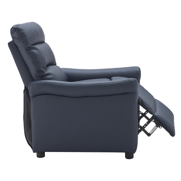 Navy Faux Leather Modern Manual Recliner Chair